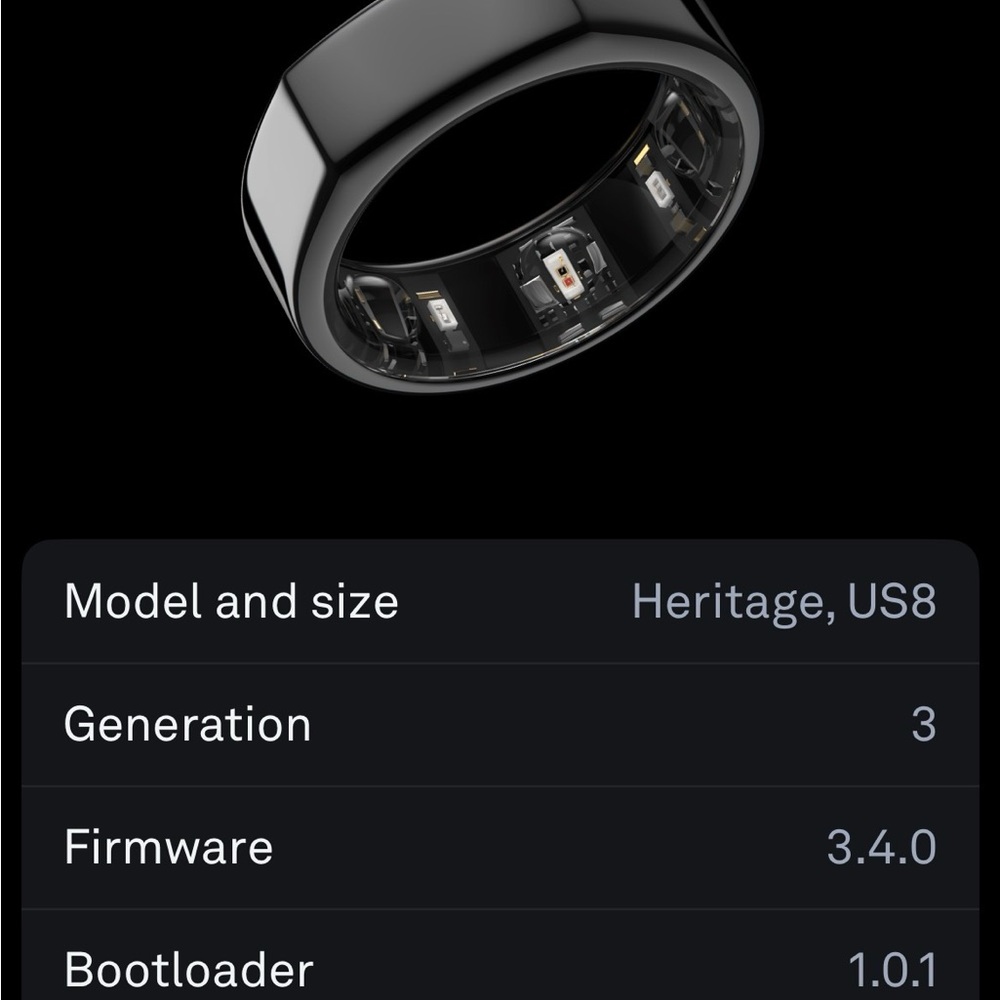 Oura Heritage Smart Ring - Heritage Black size US8